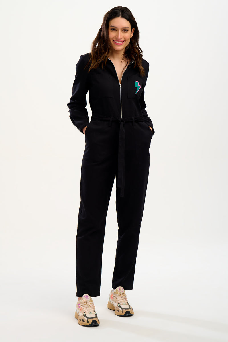 Anwen Boilersuit - Black, Lightning – Sugarhill Brighton