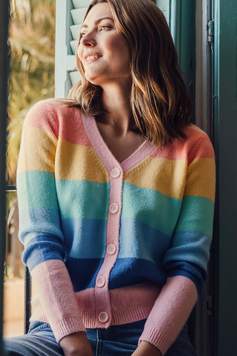 Striped rainbow outlet cardigan