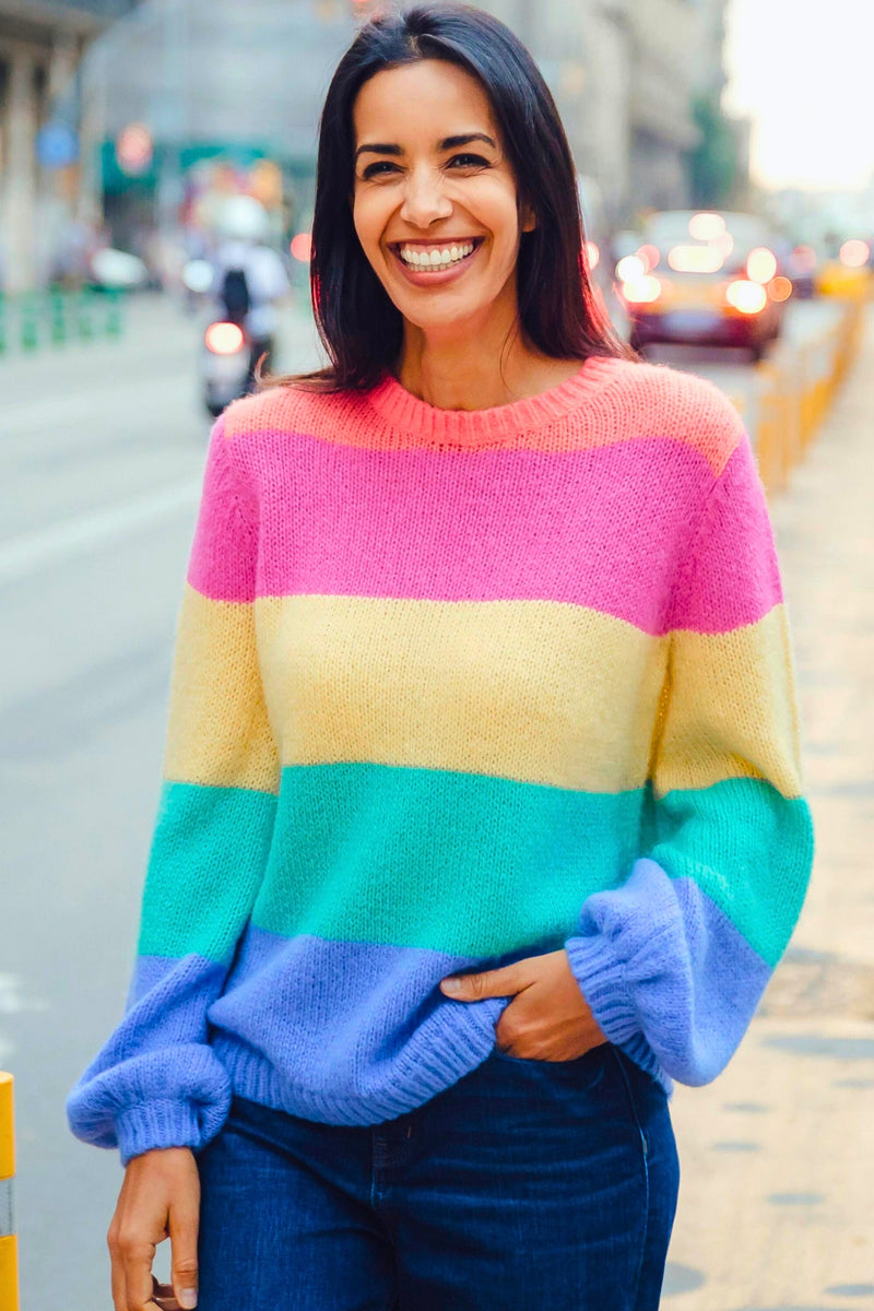 Striped deals sweater rainbow