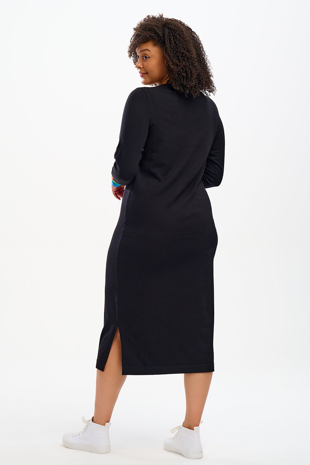 Midi black knit dress hotsell