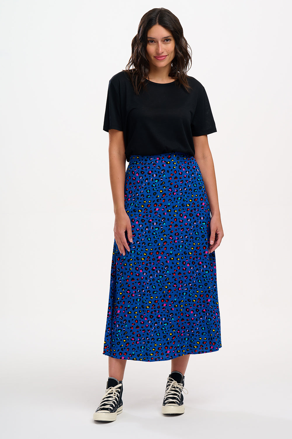 Zora Skirt Light Navy Rainbow Leopard